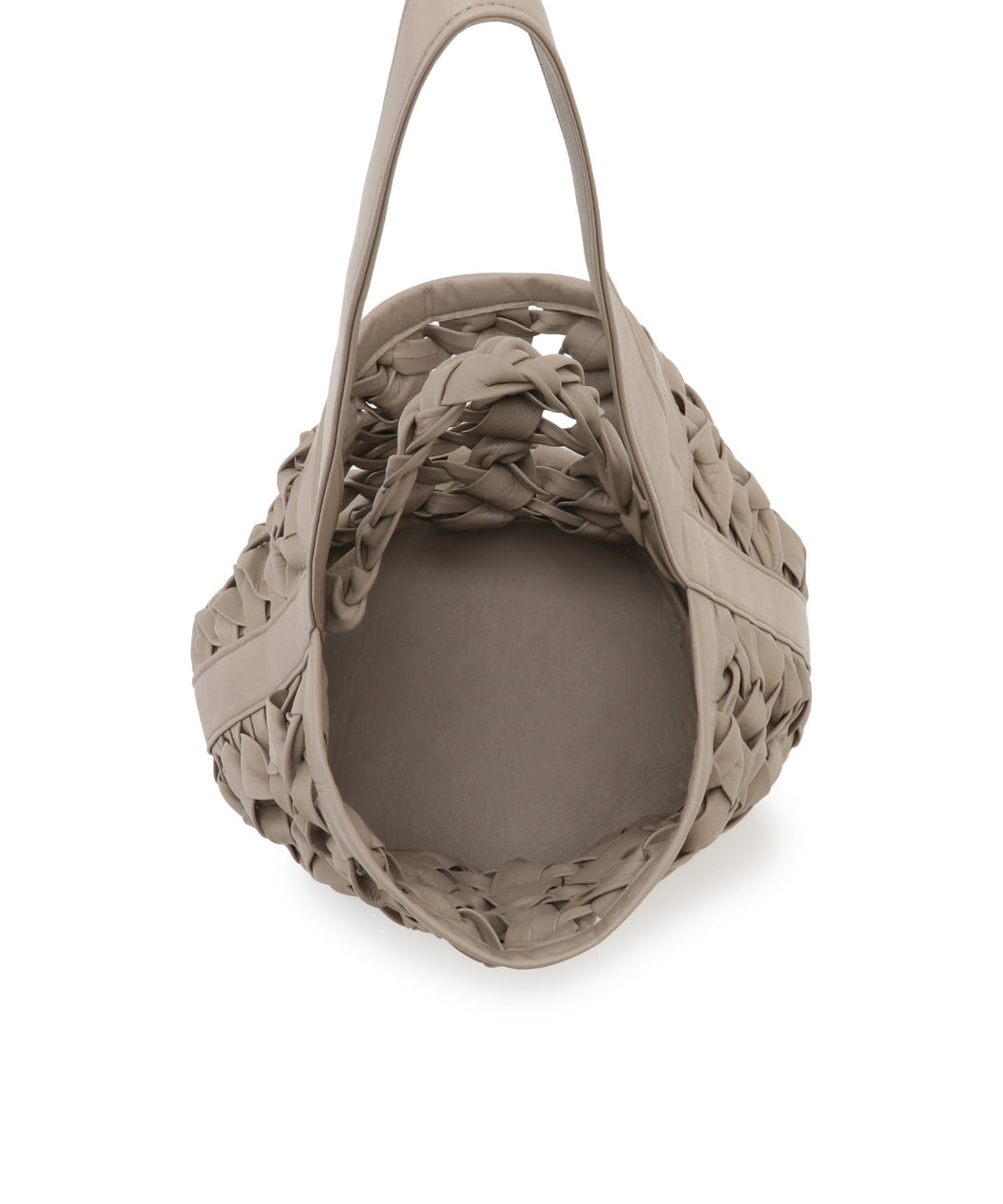 Woven leather basket