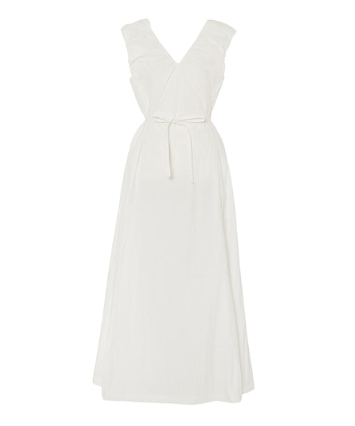 V-neck shirring dress