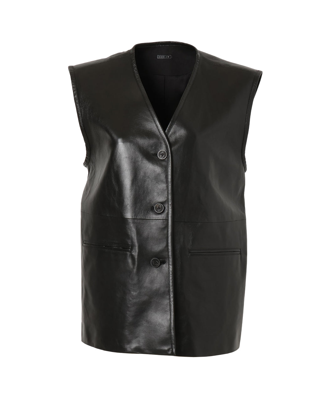 [予約]Black Leather Gilet[1月以降発送予定]