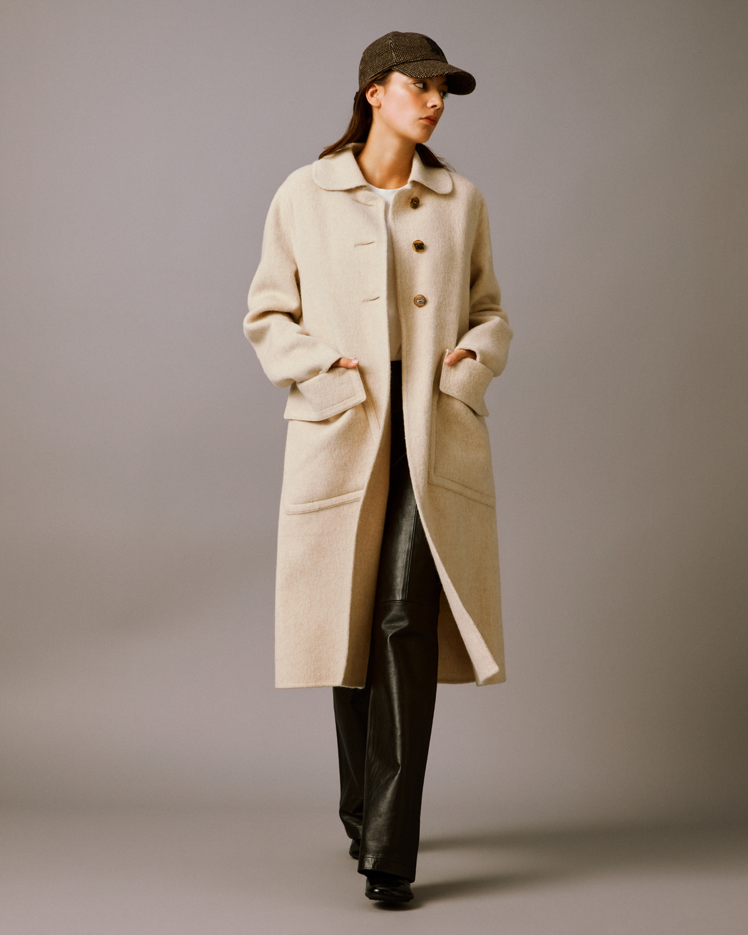 Mohair Alpaca Round Collar Coat