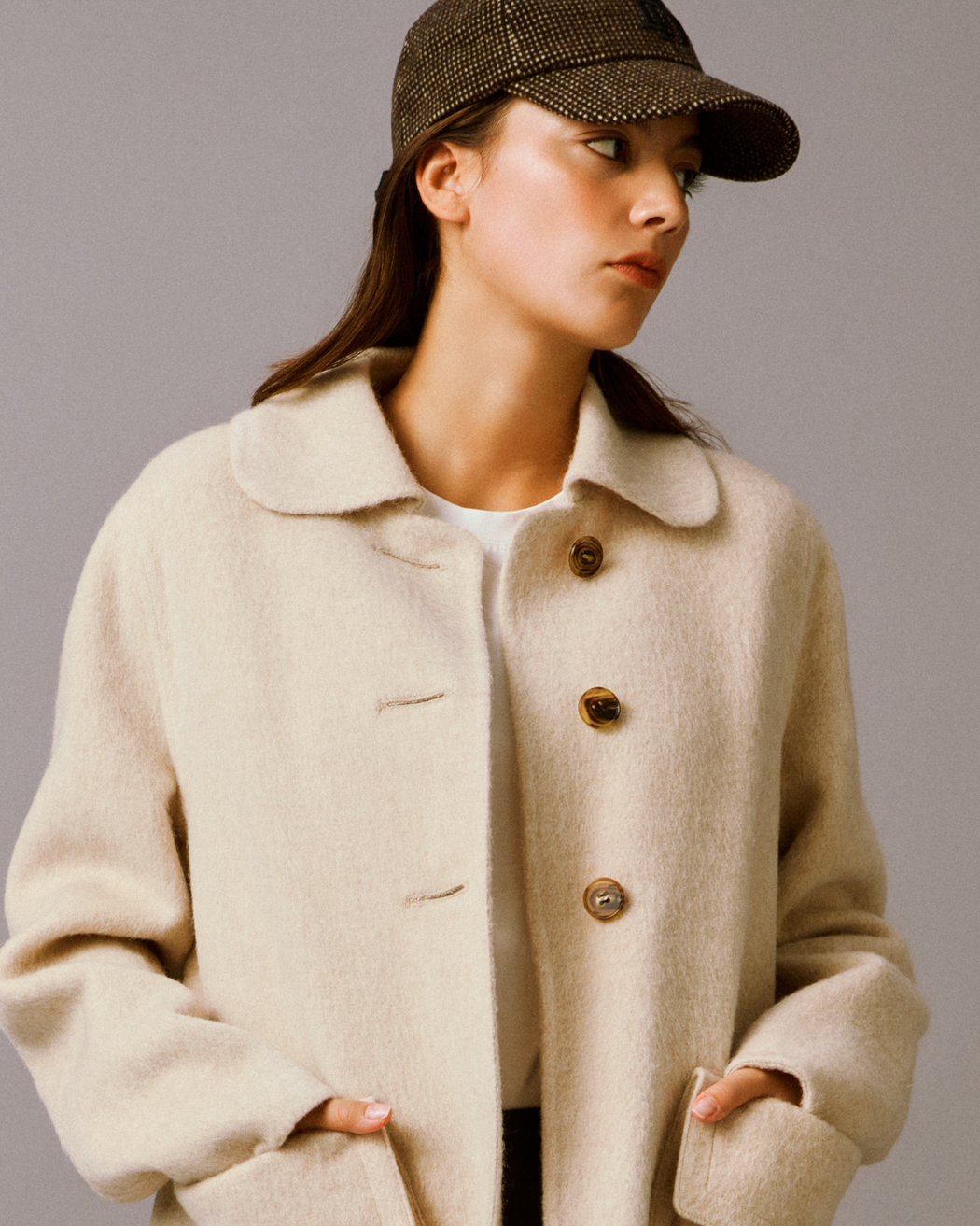 Mohair Alpaca Round Collar Coat