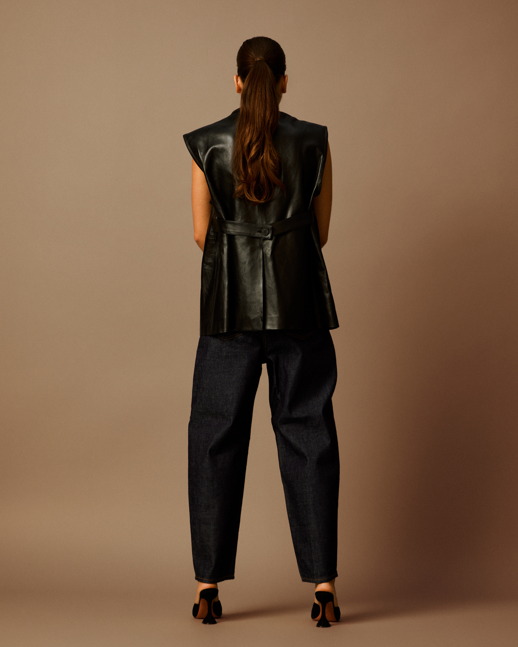 [予約]Black Leather Gilet[1月以降発送予定]