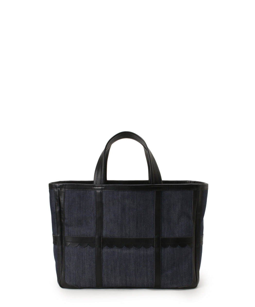 Leather trimmed denim tote M