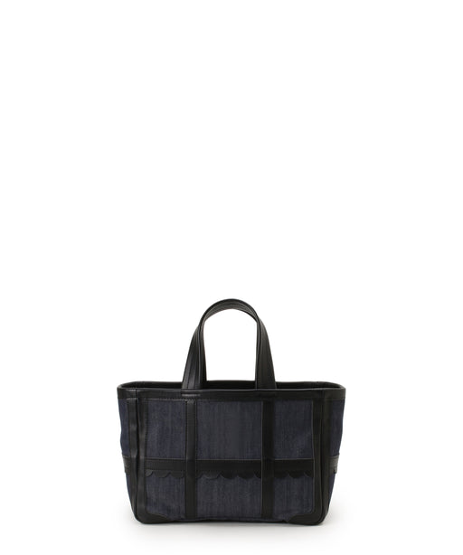 Leather trimmed denim tote S