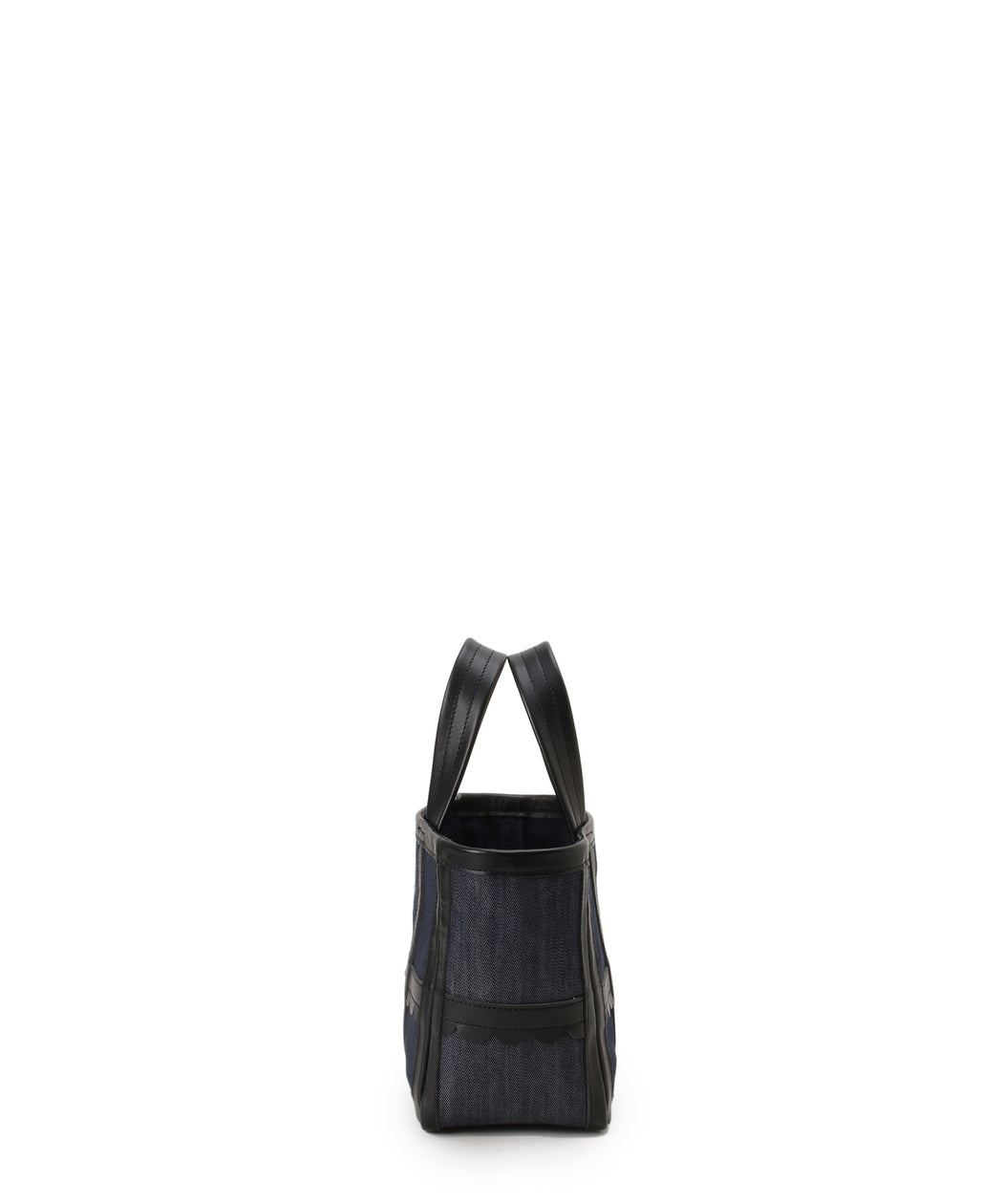 Leather trimmed denim tote S