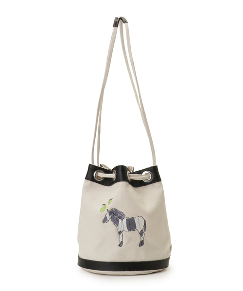 OEKAKI] Canvas drawstring bucket bag (Black)— LUDLOW STORE