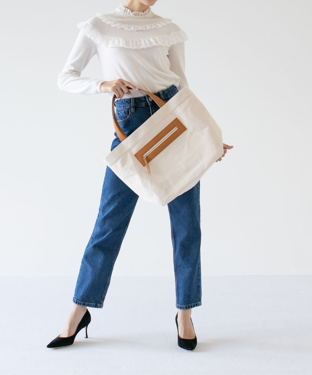 [OEKAKI] Wide Canvas tote M (Camel)