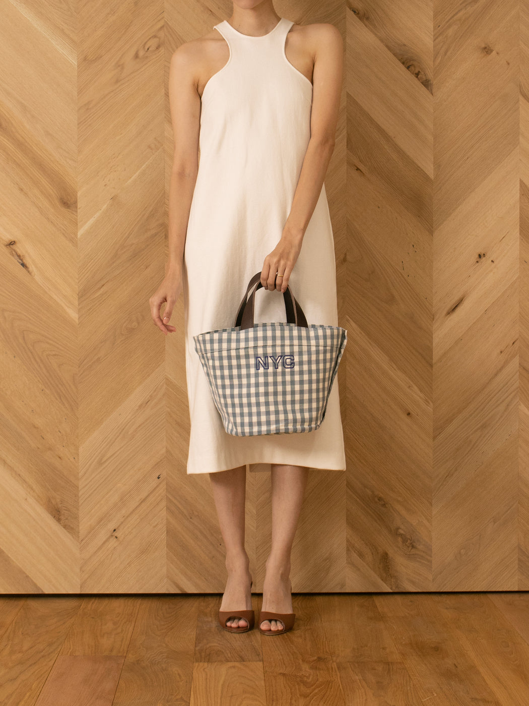 Gingham check tote S