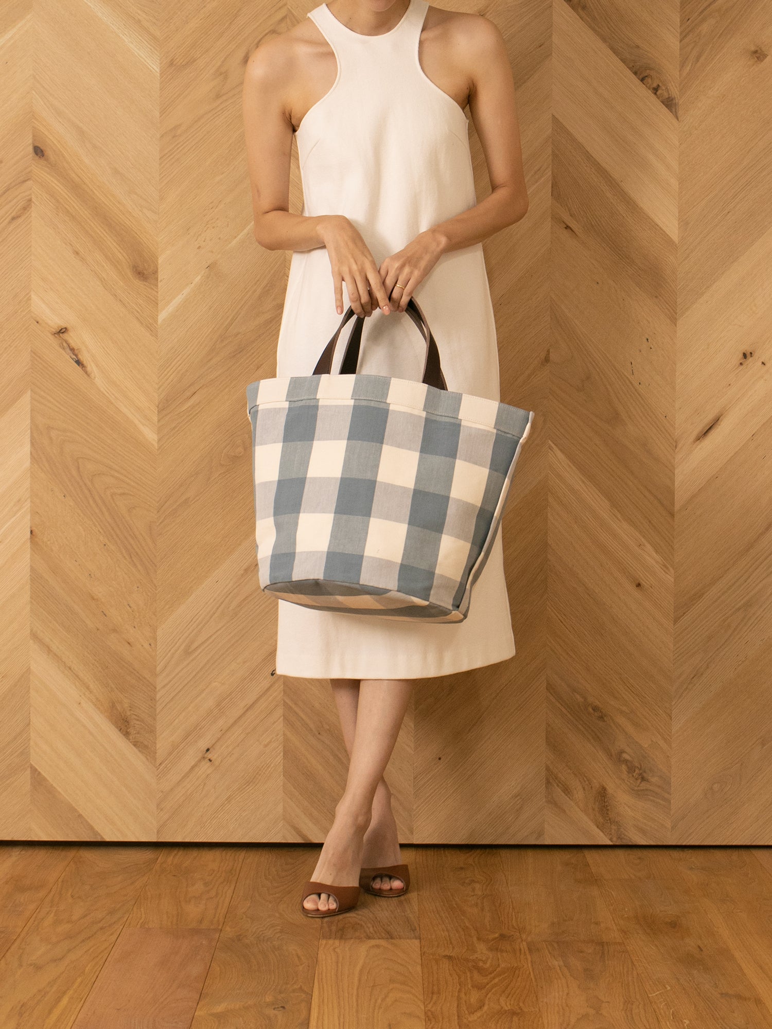 Gingham check tote L— LUDLOW STORE