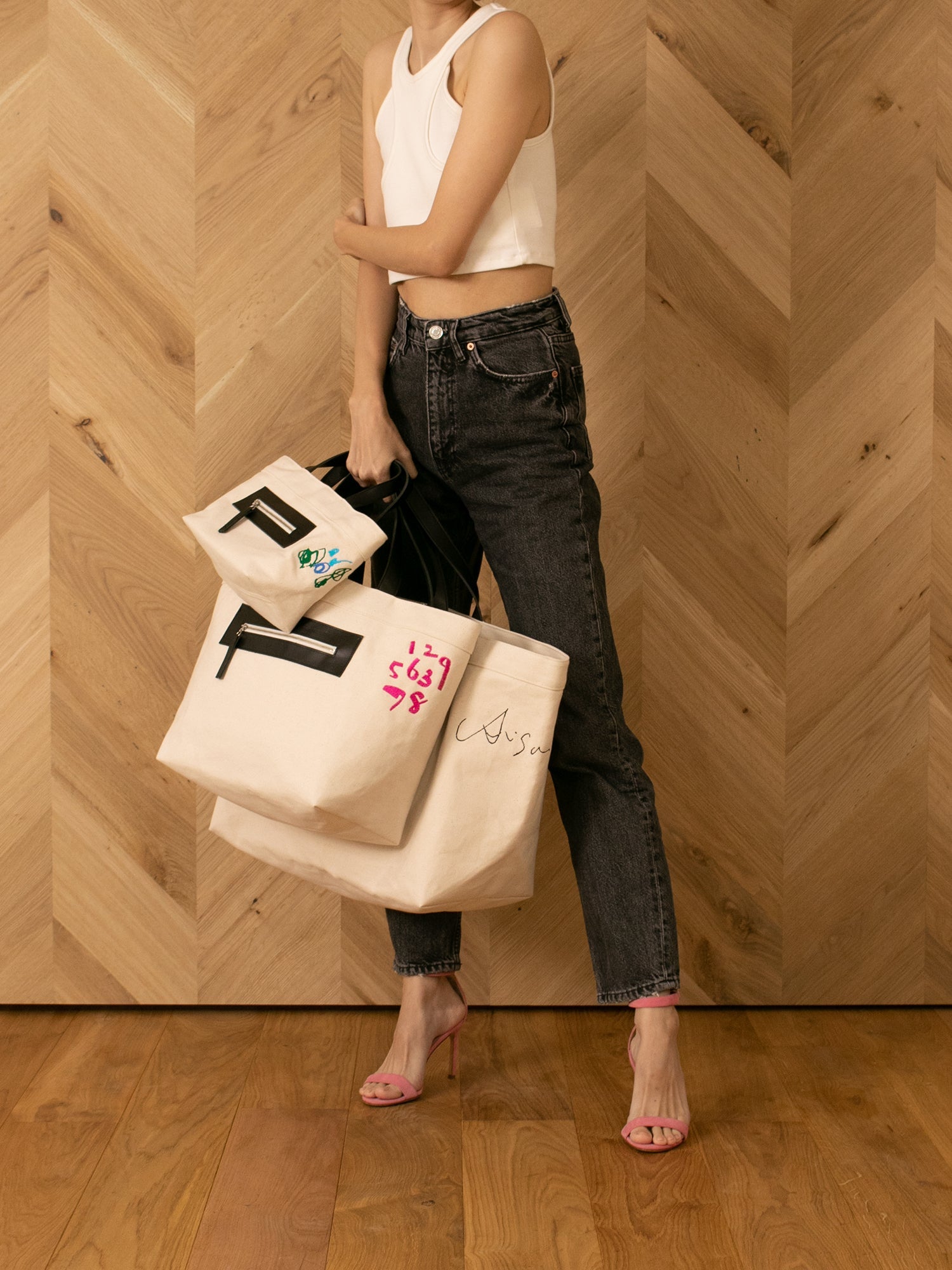 OEKAKI] Wide Canvas tote S (Black)— LUDLOW STORE