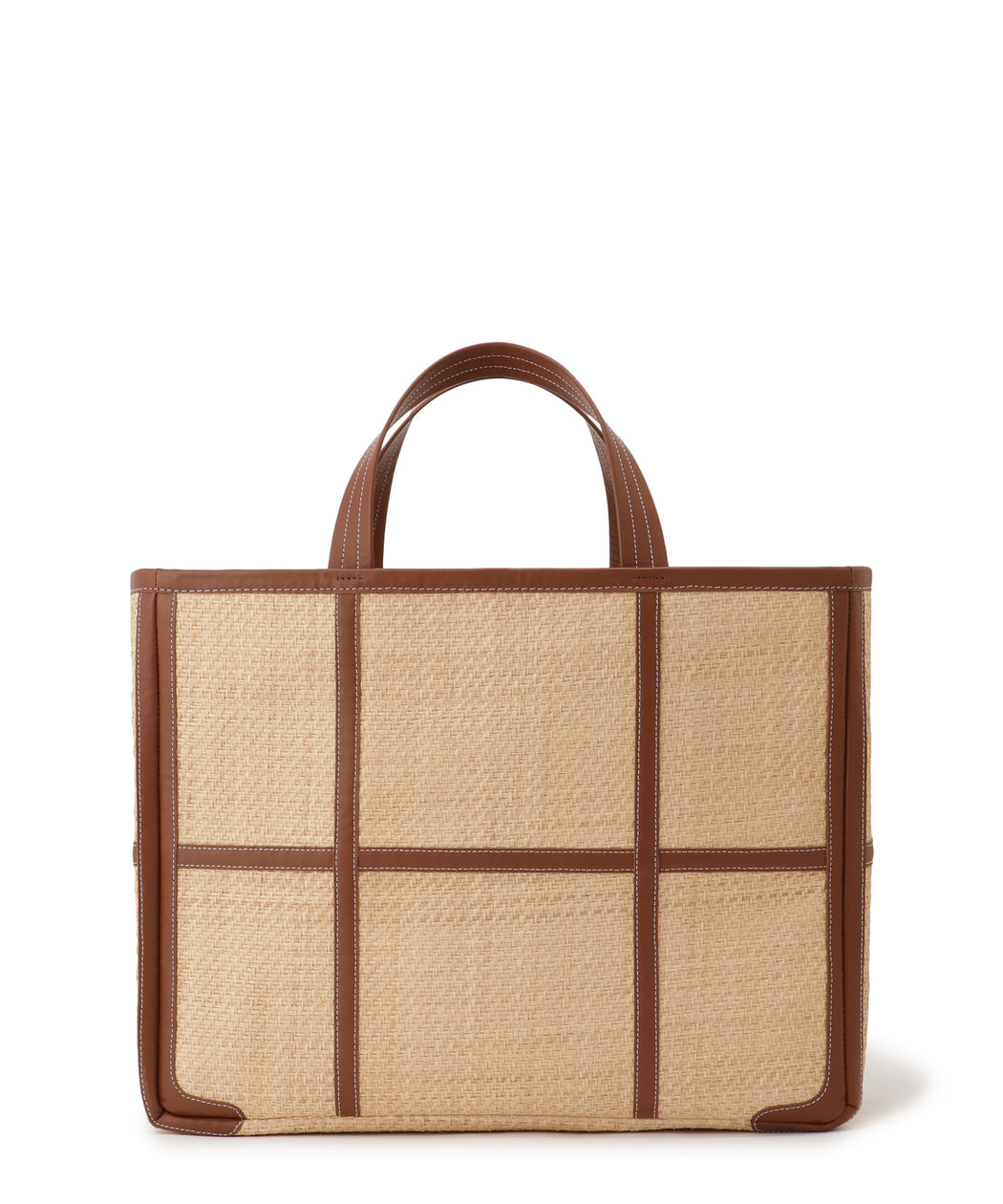 Wide leather-trimmed tote bag
